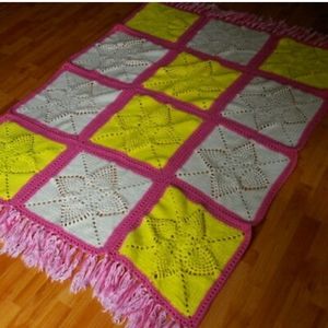 Granny Square Crochet Afghan Blanket Throw